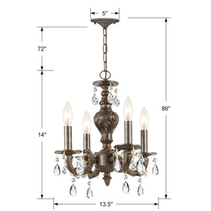Maison Parisienne 13.5'' Four Light Mini Crystal Chandelier, Bronze Hand Cut Crystal - Alternate Product Image 1.jpg
