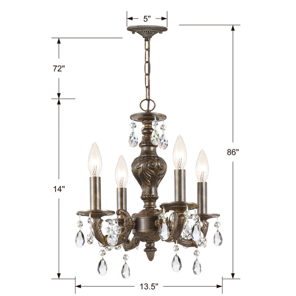 Maison Parisienne 13.5'' Four Light Mini Crystal Chandelier, Bronze Hand Cut Crystal - Alternate Product Image 1.jpg