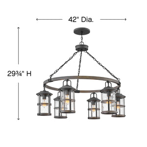 Delta 42" Six Lights Large Single Tier Chandelier, Aged Zinc