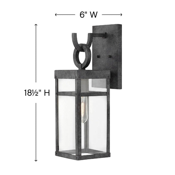 Porter 6" One Light Medium Wall Mount Lantern, Aged Zinc