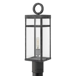 Porter 6" One Light Large Post Mount Lantern, Aged Zinc