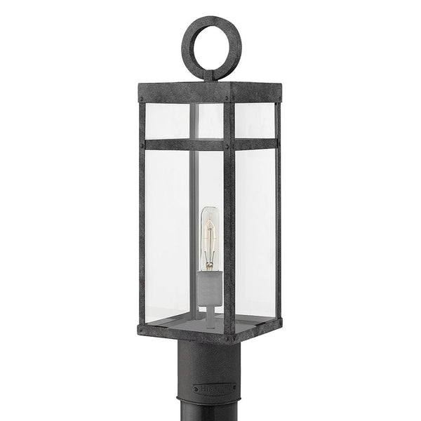 Porter 6" One Light Large Post Top or Pier Mount Lantern, Aged Zinc