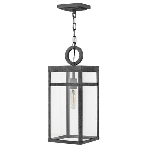 Porter 7" One Light Medium Hanging Lantern, Aged Zinc