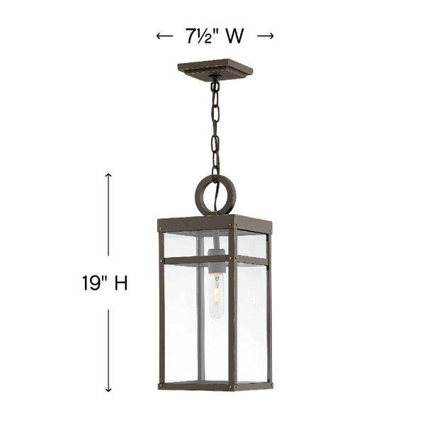 Porter 7" One Light Medium Hanging Lantern, Oil Rubbed Bronze