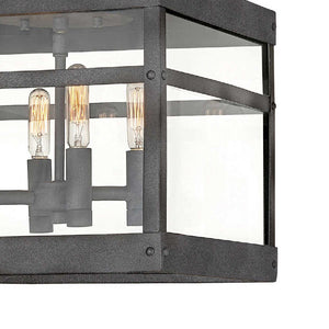 Porter 12" Four Lights Small Flush Mount, Aged Zinc