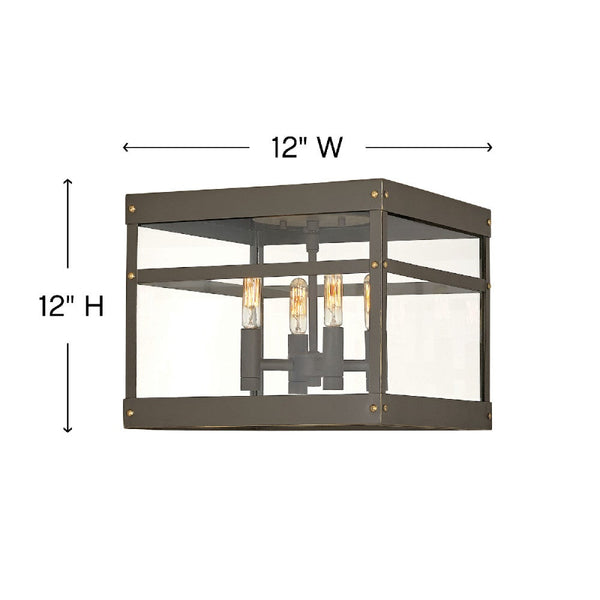 Porter 12" Four Lights Small Flush Mount, Oil Rubbed Bronze