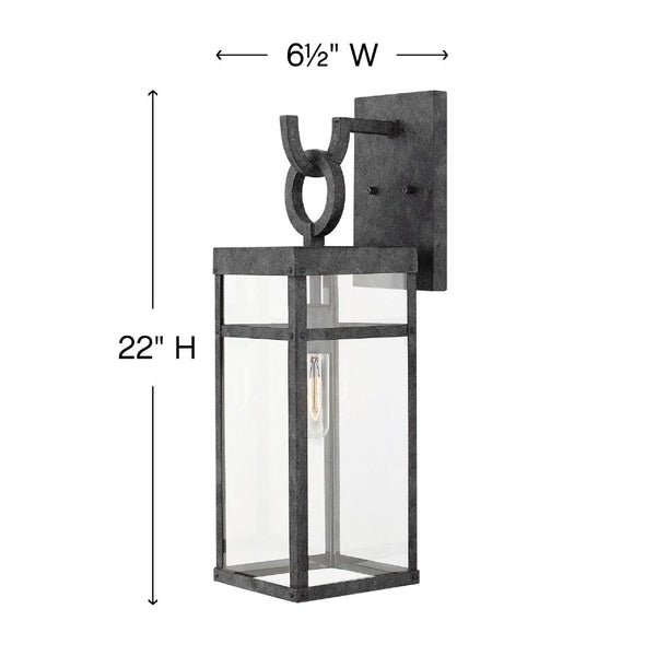 Porter 6" One Light Large Wall Mount Lantern, Aged Zinc