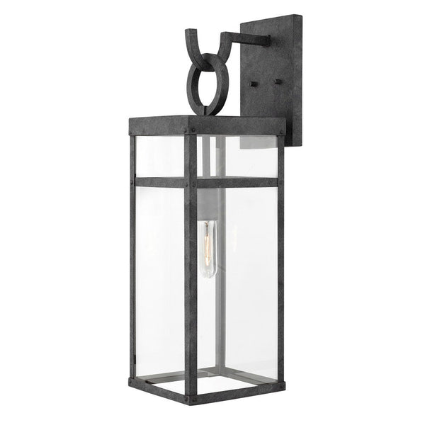 Porter 7" One Light Large Wall Mount Lantern, Aged Zinc
