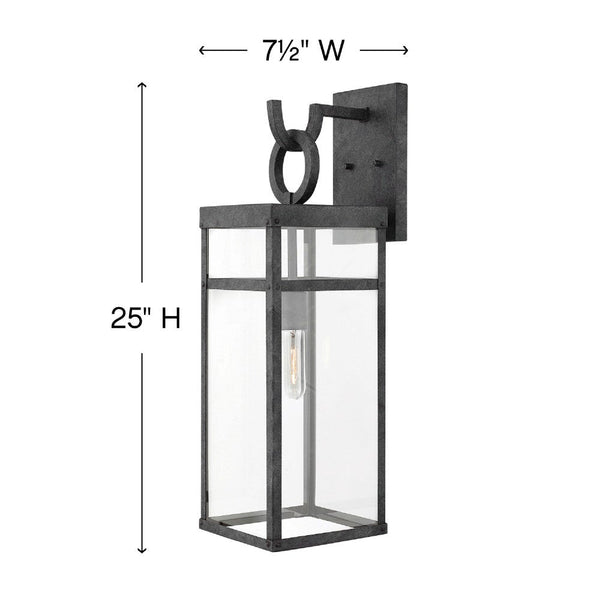 Porter 7" One Light Large Wall Mount Lantern, Aged Zinc