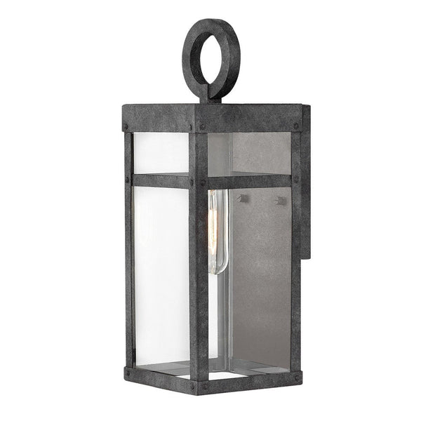 Porter 5" One Light Small Wall Mount Lantern, Aged Zinc