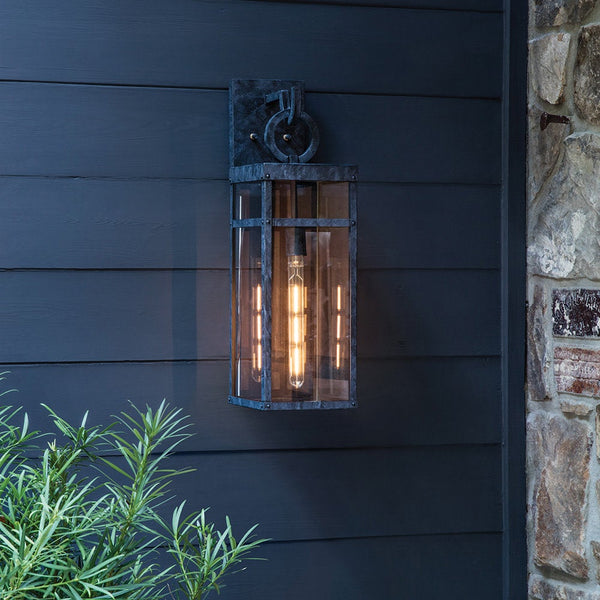 Porter 5" One Light Small Wall Mount Lantern, Aged Zinc