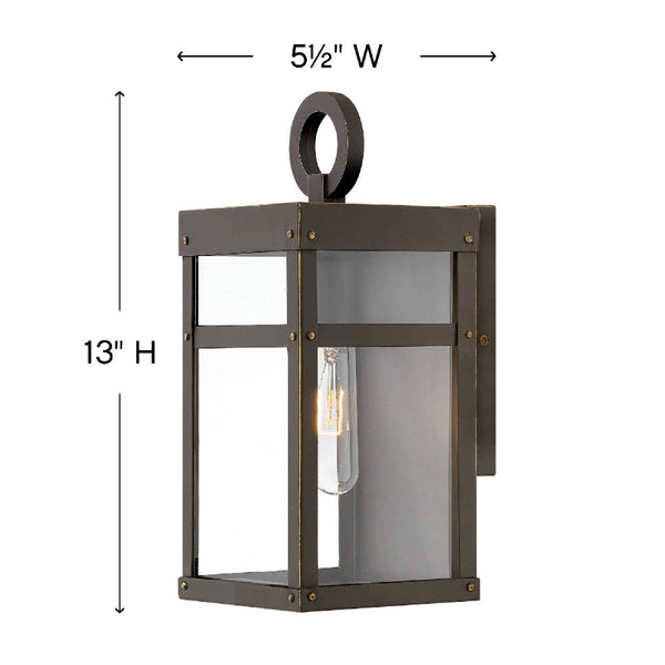 Porter 5" One Light Small Wall Mount Lantern, Oil Rubbed Bronze