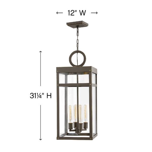 Porter 12" Four Lights Medium Single Tier, Oil Rubbed Bronze