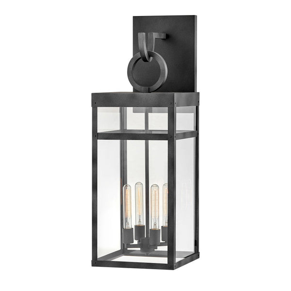 Porter 12" Four Lights Extra Large Wall Mount Lantern, Aged Zinc