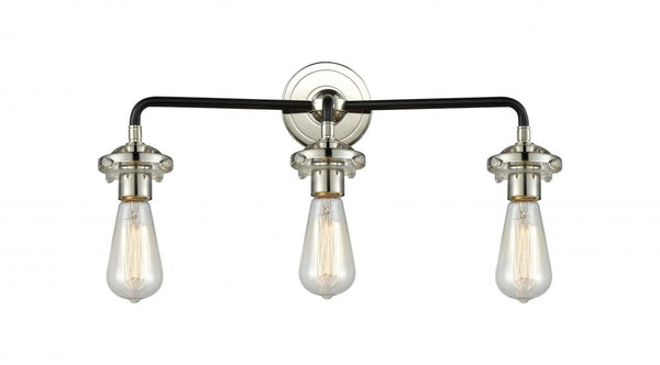 Brasserie 24" Three Lights Bath Vanity Light, Black Polished Nickel