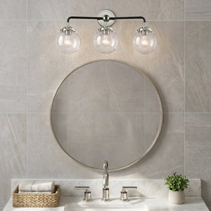 Brasserie 24" Three Lights Bath Vanity Light, Black Polished Nickel