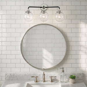 Brasserie 24" Three Lights Bath Vanity Light, Black Polished Nickel