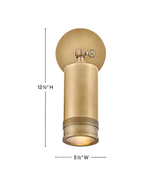 Zeta 5" One Light Small Wall Mount Lantern, Heritage Brass