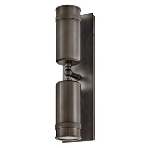 Zeta 5" Two Lights Medium Wall Mount Lantern, Black Oxide