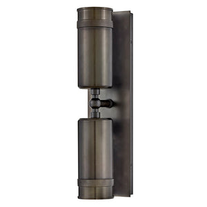 Zeta 5" Two Lights Medium Wall Mount Lantern, Black Oxide