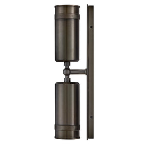 Zeta 5" Two Lights Medium Wall Mount Lantern, Black Oxide