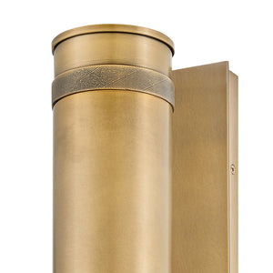 Zeta 5" Two Lights Medium Wall Mount Lantern, Heritage Brass