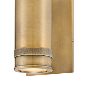 Zeta 5" Two Lights Medium Wall Mount Lantern, Heritage Brass