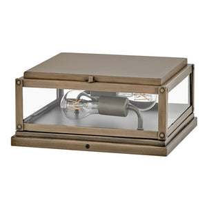 Kona 12" Two Lights Small Pier Mount Lantern, Burnished Bronze