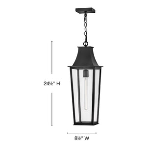 Alloy 8" One Light Large Hanging Lantern, Black