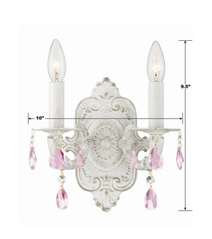 Maison Parisienne 10'' Two Light Crystal Wall Sconce, Antique White Rose Hand Cut Crystal - Alternate Product Image 2.jpg