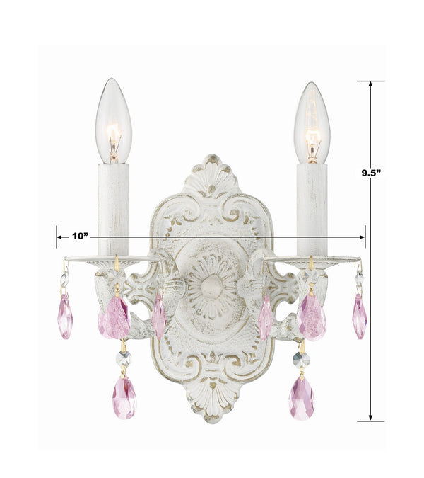 Maison Parisienne 10'' Two Light Crystal Wall Sconce, Antique White Rose Hand Cut Crystal - Alternate Product Image 2.jpg