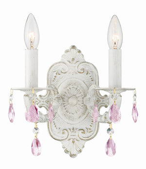 Maison Parisienne 10'' Two Light Crystal Wall Sconce, Antique White Rose Hand Cut Crystal - Main Product Image.jpg