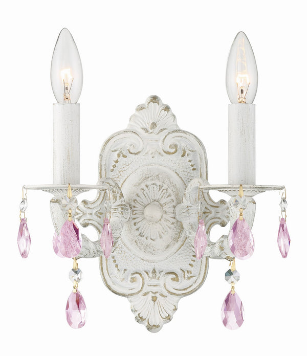 Maison Parisienne 10'' Two Light Crystal Wall Sconce, Antique White Rose Hand Cut Crystal - Main Product Image.jpg