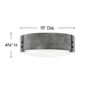 Cipher 15" Three Lights Medium Flush Mount, Aged Zinc