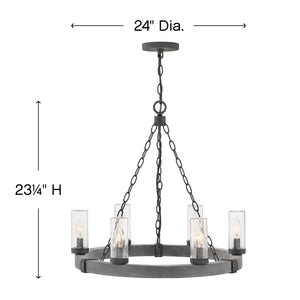 Cipher 24" Six Lights Medium Single Tier Chandelier, Aged Zinc