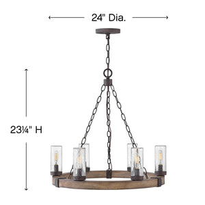 Cipher 24" Six Lights Medium Single Tier Chandelier, Sequoia