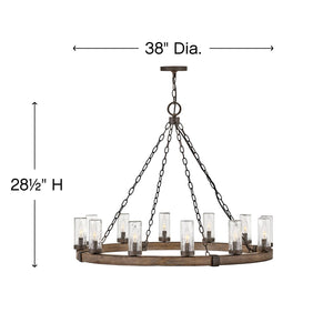 Cipher 38" Twelve Lights Large Single Tier Chandelier, Sequoia