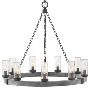 Cipher 30" Nine Lights Medium Single Tier Chandelier, Aged Zinc