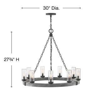 Cipher 30" Nine Lights Medium Single Tier Chandelier, Aged Zinc
