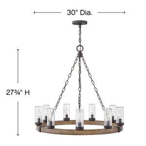 Cipher 30" Nine Lights Medium Single Tier Chandelier, Sequoia