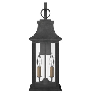 Saga 7" Two LED Lights Medium Wall Mount Lantern, Aged Zinc