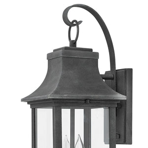 Saga 7" Two Lights Medium Wall Mount Lantern, Aged Zinc