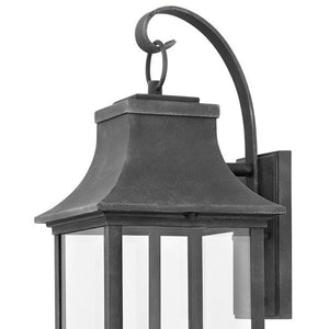 Saga 8" Three Lights Large Wall Mount Lantern, Aged Zinc