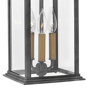 Saga 8" Three Lights Large Wall Mount Lantern, Aged Zinc