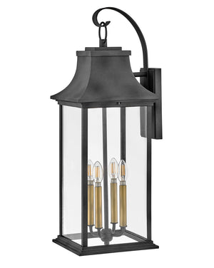 Saga 10" Four Lights Large Wall Mount Lantern, Aged Zinc