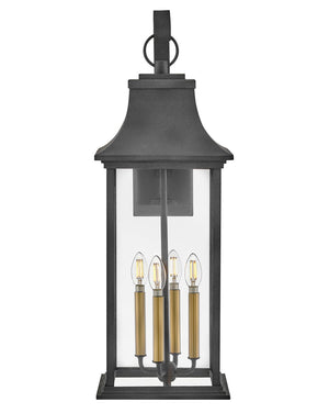 Saga 10" Four Lights Large Wall Mount Lantern, Aged Zinc