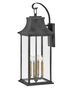 Saga 10" Four Lights Large Wall Mount Lantern, Aged Zinc