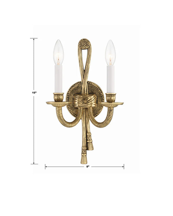 Gild 8'' Two Light Wall Sconce, Olde Brass
