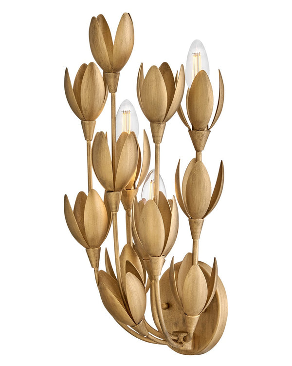 Flora 7" Three Lights Medium Sconce, Burnished Gold