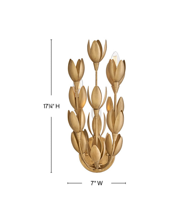Flora 7" Three Lights Medium Sconce, Burnished Gold